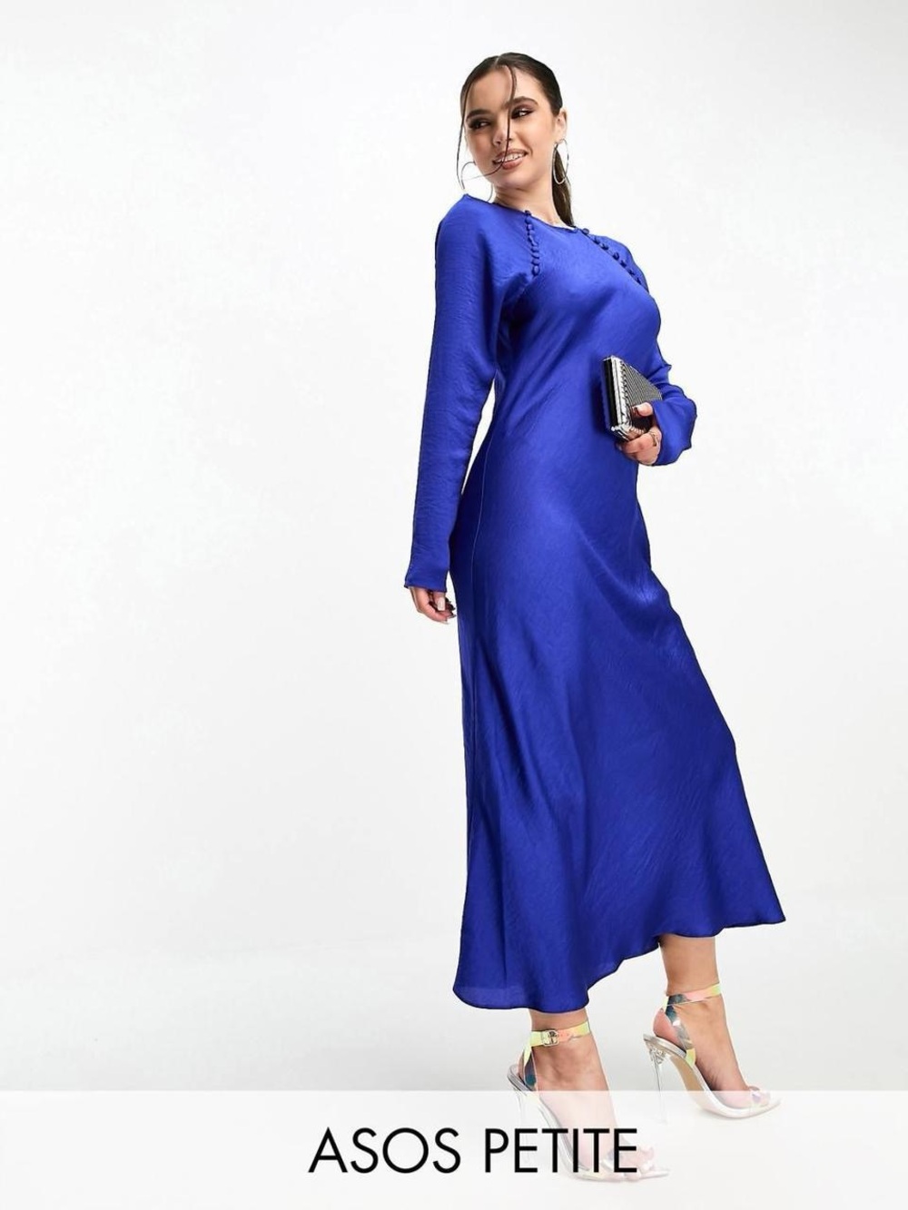 ASOS Petite Long-Sleeve Maxi Dress in Royal Blue